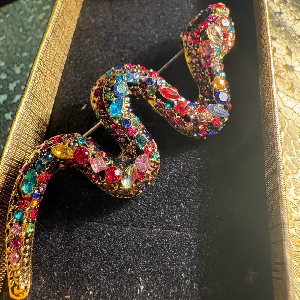 NWOT Multicolor Crystal Snake Brooch